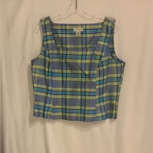 Ann Taylor Raw Silk Plaid Top•sz 14•very good used